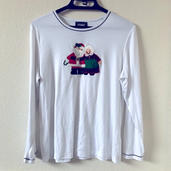 Designers Originals Studio Joy White Christmas Long Sleeves T-shirt Size Large - Picture 1 of 8